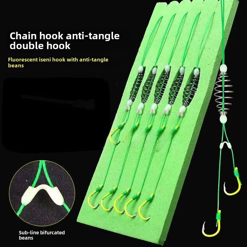 Generic Specialized Carp Hooks Triple-Pack Spring Loaded Double Hook fluorescent green