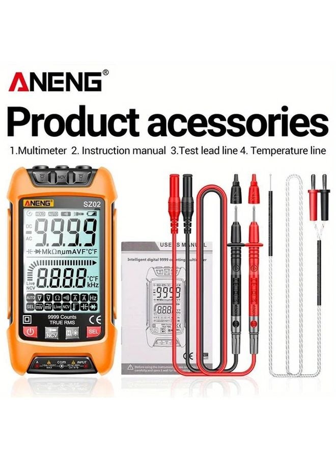 ANENG SZ02 مقياس متعدد رقمي ذكي برتقالي 9999 شاشة ترو آر إم إس اختبار كهربائي تلقائي - Image 1
