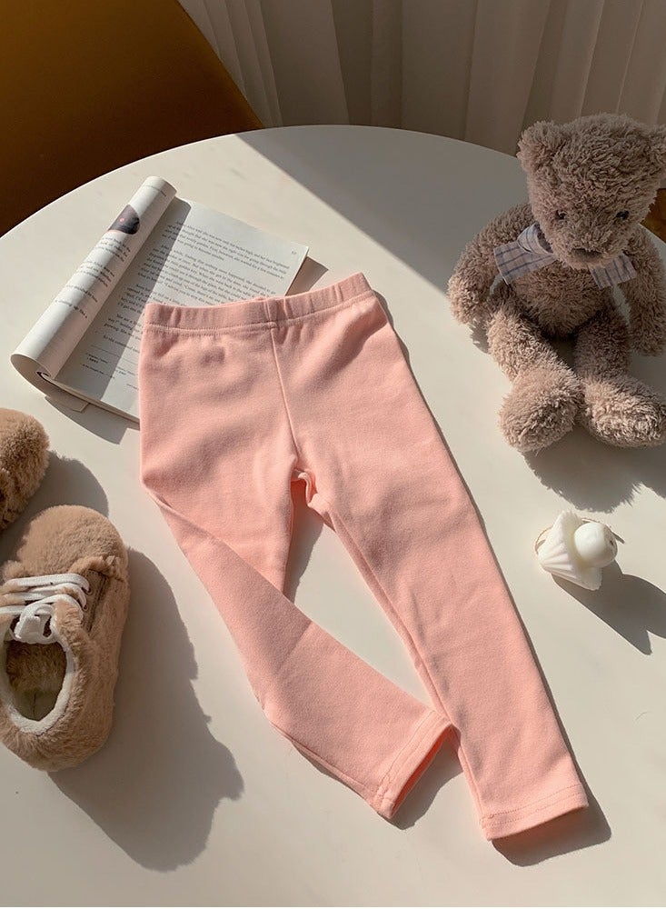 Loquat Kids Solid Color Thermal Underwear Pants Cotton Soft Long Johns Base Layer Bottom Children's Pajama Pants Pale Pink 
