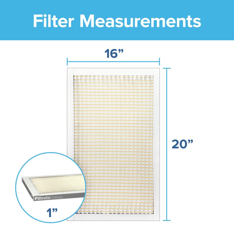 Filtrete 16x20x1 Air Filter MERV 5, 6-Pack AC Furnace HVAC Filters for Home, MPR 300 Basic Dust Defense, Pleated Electrostatic Removes Lint & Dust (Actual Size 15.69x19.69x0.81 in) - Image 2