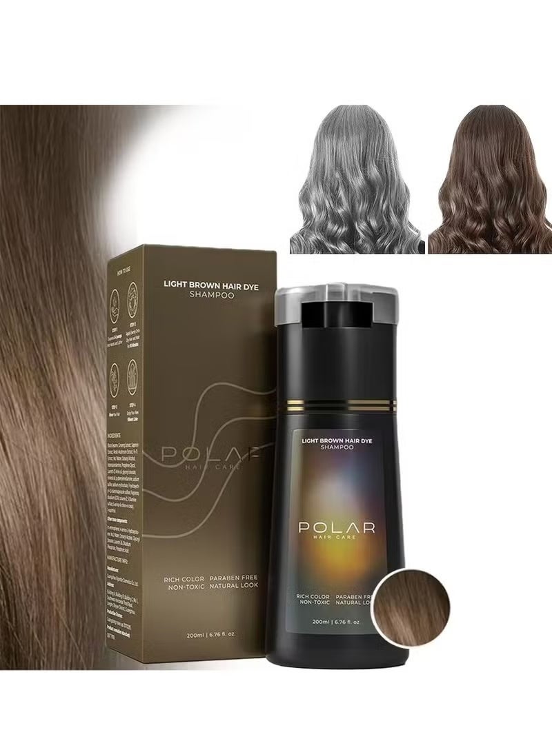 POLAR Hair Care Shampoo, Polar Hair Care Instant Dye Shampoo, Polar Hair Care Dye Shampoo (Light Brown) - Image 1