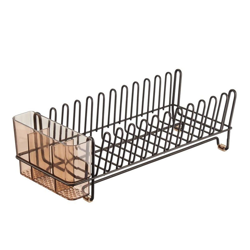 mDesign Dish Tray - Practical Draining Rack for Sink - Great Draining Rack - Up to 12 Plates and Cutlery - Bronze - Image 5