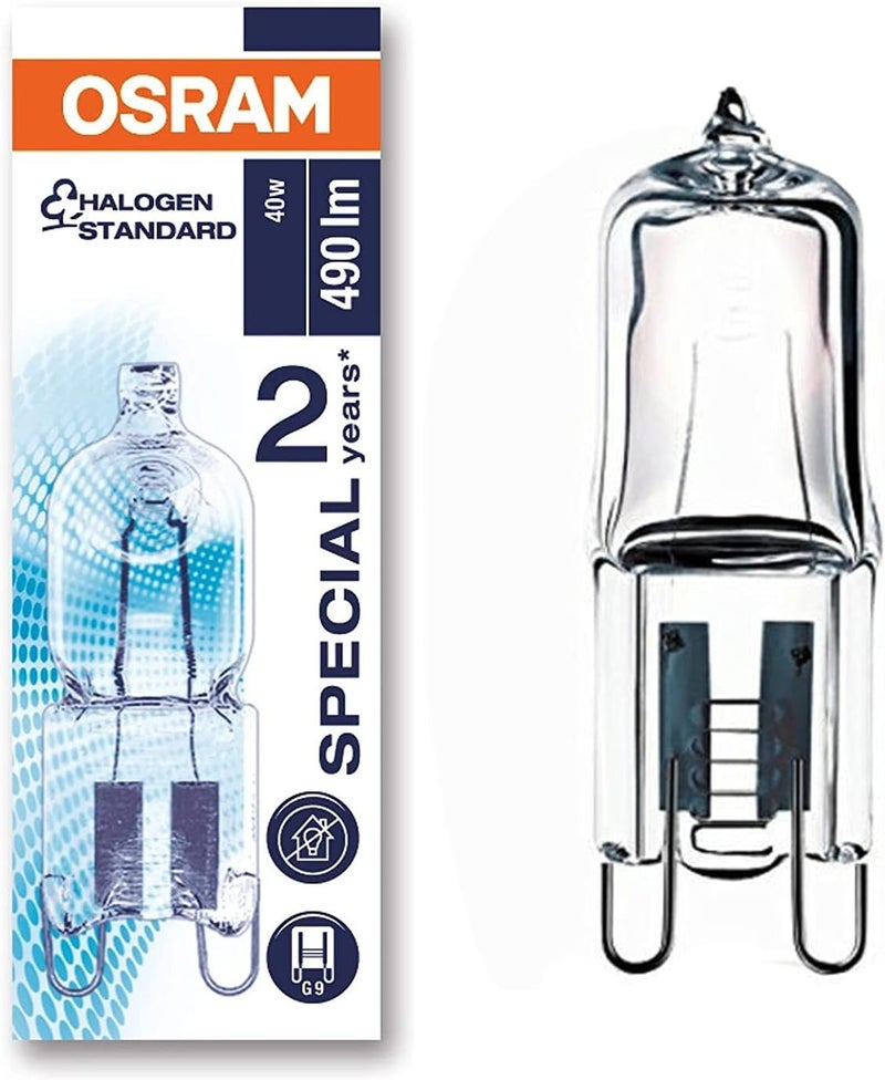 OSRAM مصباح هالوجين Osram G9 66740 Halopin Oven مصنف في فئة الطاقة E بقوة 40 واط 240 فولت 450 لومن 2700 كلفن - عمر 2000 ساعة - Image 1