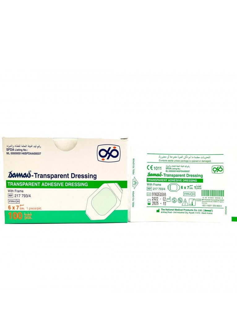 Tegaderm damad bandage, pack of 100 pieces, size 6*7 cm