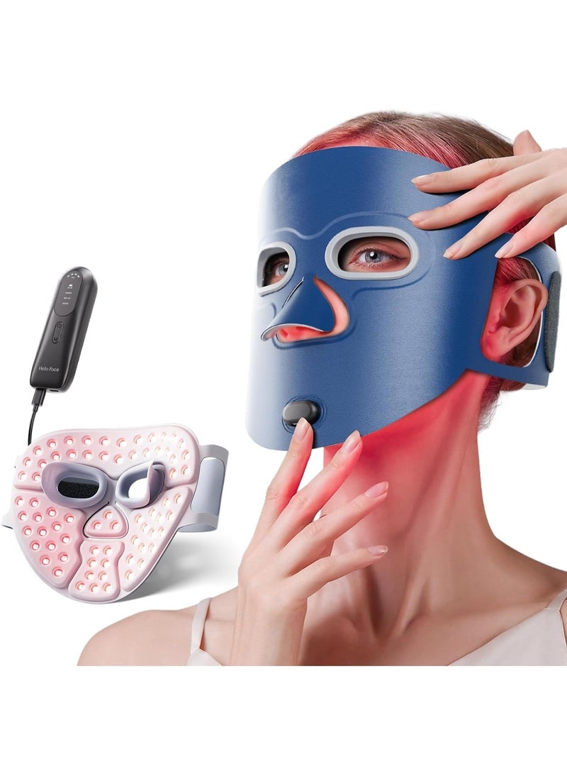Ru syanl Led Face Mask Light Therapy - 280 LED Red & Blue Light Therapy Mask for Acne and Wrinkles Upgraded Soft Red Light Therapy for Face with 4 Modes 3000mAh Battery Eye Protection  - Image 1