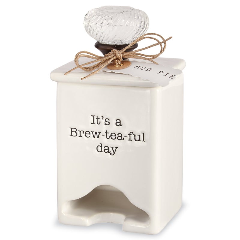 Mud Pie FBA_ Ceramic Tea Bag Caddy, White - Image 2