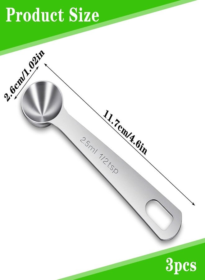 Gtziqa 3 Pcs 1/2 Teaspoon (1/2 tsp, 2.5 ml, 2.5cc, 1/12 oz) Measuring Spoons, Stainless Steel Single Measuring Spoon Tablespoon Metal Measure Scoop for Coffee Grains Kitchen Cooking - Image 2