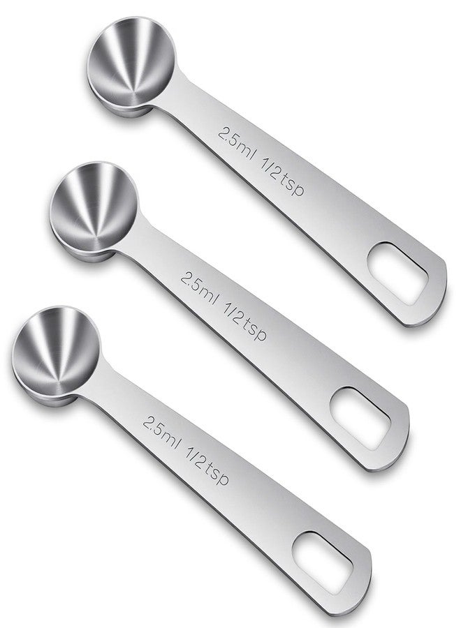 Gtziqa 3 Pcs 1/2 Teaspoon (1/2 tsp, 2.5 ml, 2.5cc, 1/12 oz) Measuring Spoons, Stainless Steel Single Measuring Spoon Tablespoon Metal Measure Scoop for Coffee Grains Kitchen Cooking - Image 1