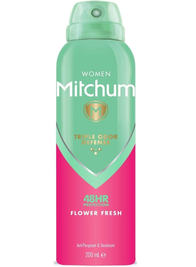 ميتشوم مزيل عرق ومضاد للتعرق برائحة الزهور المنعشة للنساء، حماية ثلاثية من الروائح تدوم 48 ساعة، 200 مل