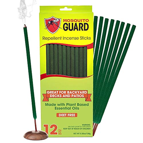 Mosquito Guard 12 Mosquito Repellent Sticks, 2.5 Hrs Protection 1ft Citronella Incense Sticks Outdoor, Plant-Based Mosquito Repellent Incense Sticks, Mosquito Repellent Outdoor Patio, Bug Repellent - Image 1