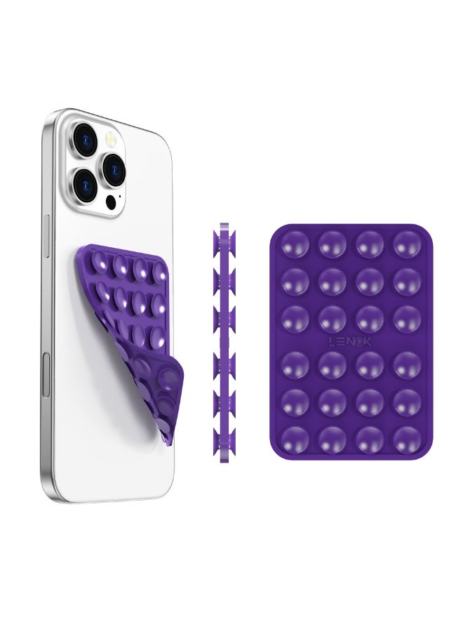 LENOK Silicone Double-Sided Suction Phone Case Detachable Mount - Hands-Free, Strong Grip Holder for Selfies & Videos - Durable, Easy to Use - iPhone & Android (Purple) - Image 1