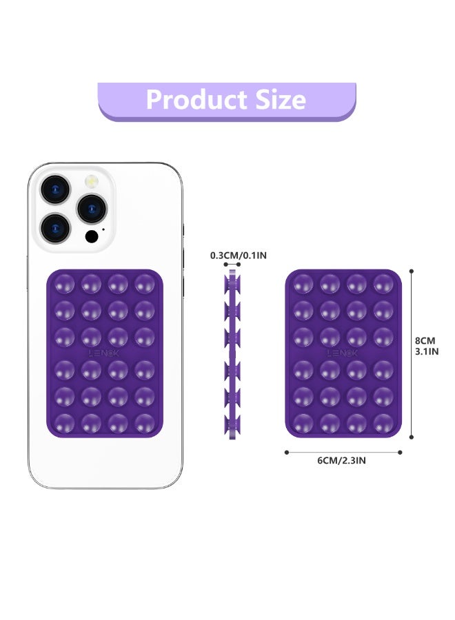LENOK Silicone Double-Sided Suction Phone Case Detachable Mount - Hands-Free, Strong Grip Holder for Selfies & Videos - Durable, Easy to Use - iPhone & Android (Purple) - Image 4
