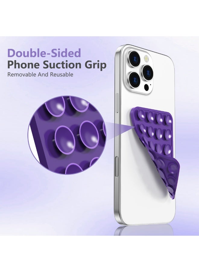 LENOK Silicone Double-Sided Suction Phone Case Detachable Mount - Hands-Free, Strong Grip Holder for Selfies & Videos - Durable, Easy to Use - iPhone & Android (Purple) - Image 5