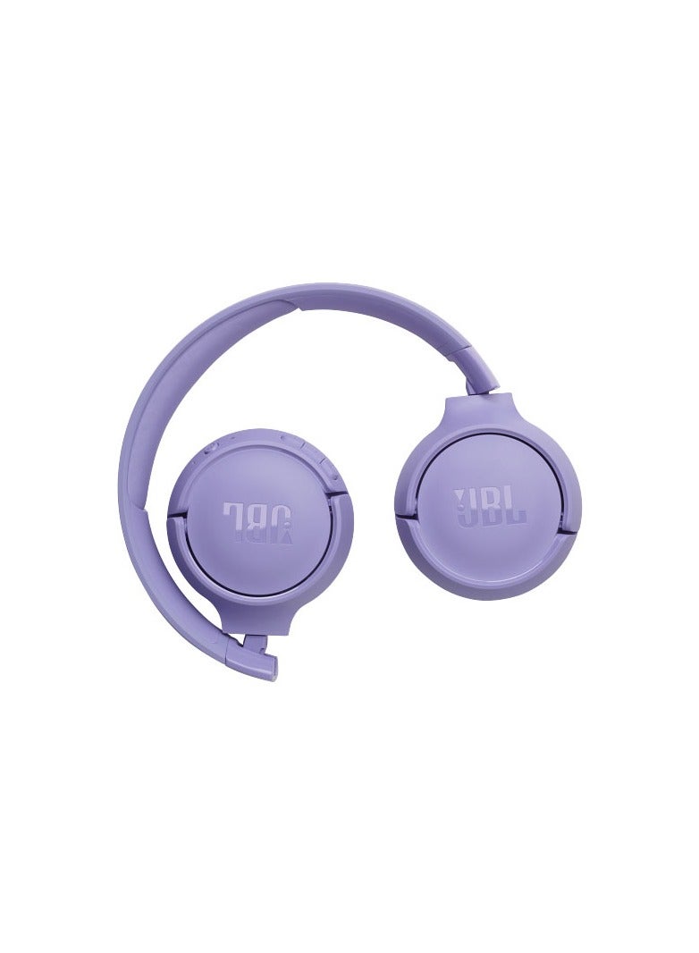 JBL Tune 520Bt Wireless On Ear Headphones Pure Bass Sound 57H Battery Hands Free Call Plus Voice Aware Multi Point Connection Lightweight And Foldable - Purple - Image 4