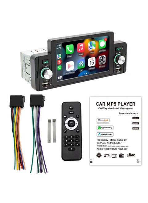 5 Inch Touch Screen Apple Stereo  CarPlayer Android MP5 Auto Media Receiver Car Radio with Support Bluetooth Hands Free Calling FM SWC USB AUX Mirror Link +