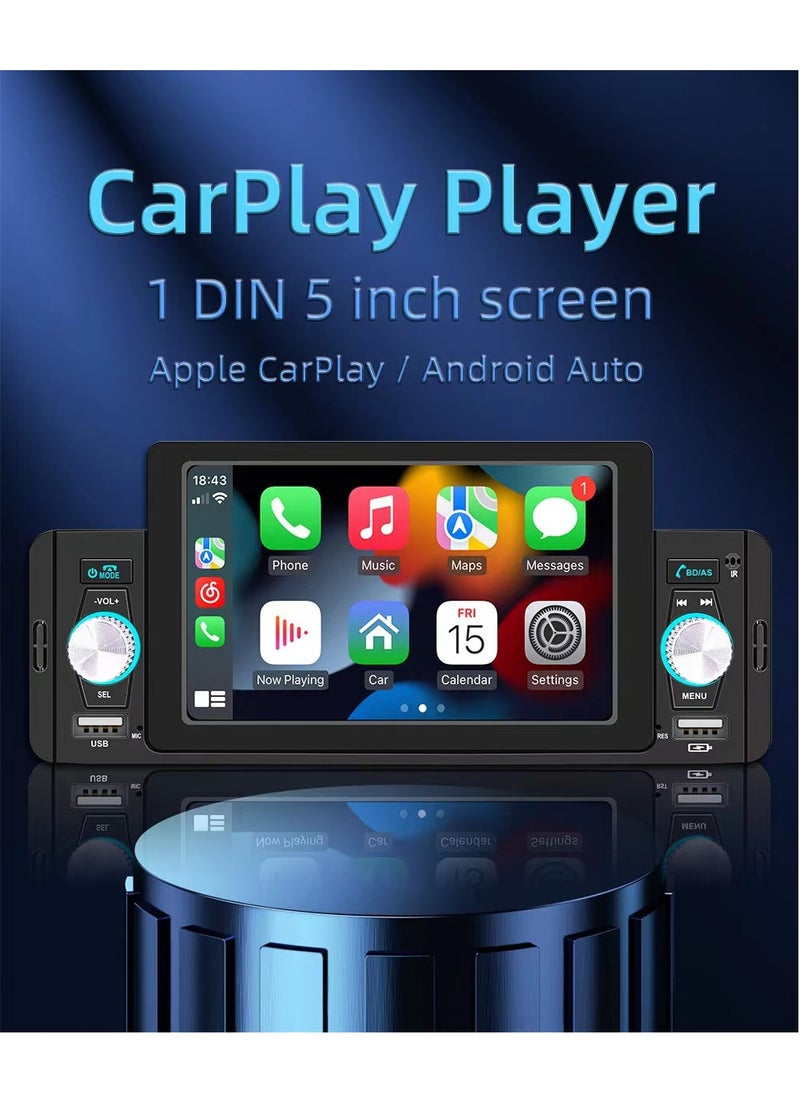 Generic - 5 Inch Touch Screen Apple Stereo  CarPlayer Android MP5 Auto Media Receiver Car Radio with Support Bluetooth Hands Free Calling FM SWC USB AUX Mirror Link + - Image 1