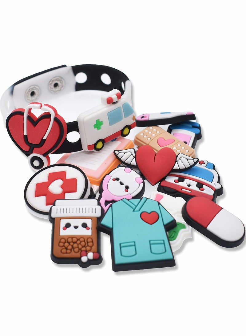 KASTWAVE Shoes Decorations Charms Crocs Accesories,  Dental Croc Charms Jibbits, PVC Nurse Stethoscope Shoes Decorations for Adults Women Men, Doctor Care Personnel Gifts Party Favor, 35 PCS - Image 2