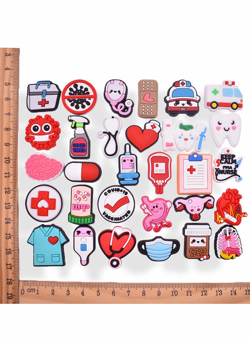 KASTWAVE Shoes Decorations Charms Crocs Accesories,  Dental Croc Charms Jibbits, PVC Nurse Stethoscope Shoes Decorations for Adults Women Men, Doctor Care Personnel Gifts Party Favor, 35 PCS - Image 5
