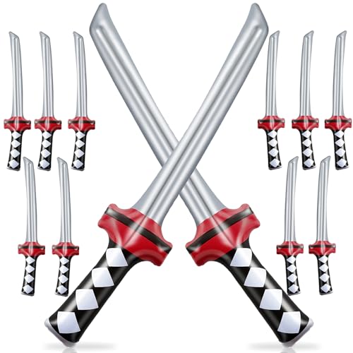 Eerrhhaq 12 Pcs Inflatable Ninja Samurai Sword Inflated Katana Sword Toy Blow Up Ninja Swords for Party Favors Cosplay Samurai Theme Party - Image 1