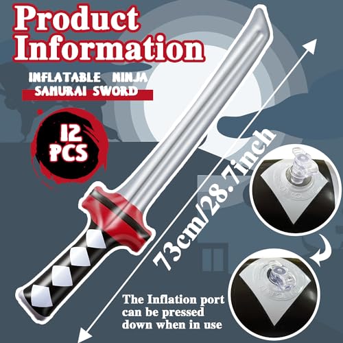 Eerrhhaq 12 Pcs Inflatable Ninja Samurai Sword Inflated Katana Sword Toy Blow Up Ninja Swords for Party Favors Cosplay Samurai Theme Party - Image 5