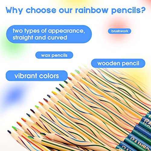 ThEast 60 Pieces Rainbow Colored Pencils, 4 Color in 1 Rainbow Pencils for Kids, Assorted Colors for Drawing Coloring Sketching, Kids Party Favors, Pre-sharpened - Image 4