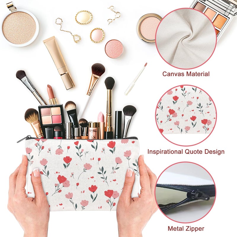 TWINKLEMON 20PCS Flower Canvas Makeup Bags Bulk Floral Cosmetic Bags for Women and Girls Multicolor Travel Pouch Wildflower Canvas Toiletry Bag Bulk Makeup Organizer Bags for Friendgiving Friend Gifts - Image 3