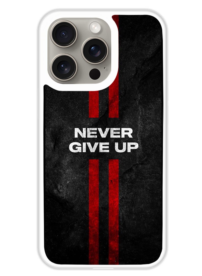 Theodor Protective Case Cover For APPLE IPHONE 15 Pro Never Give up stripes (White Bumper) - Image 1