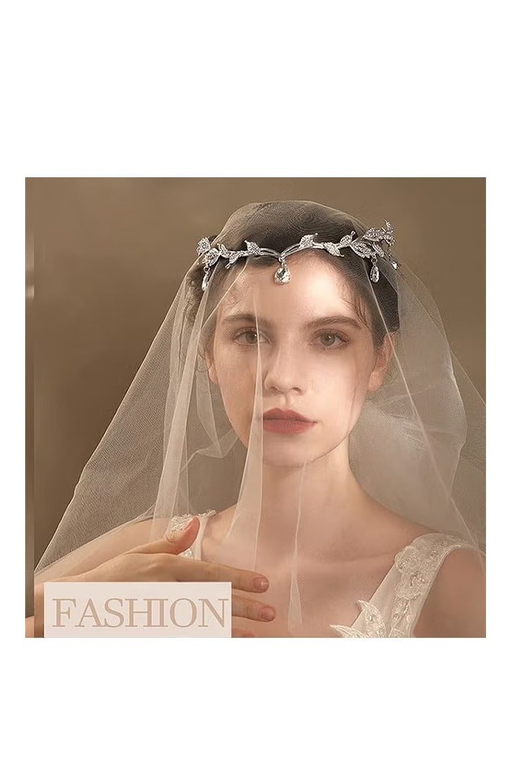 عصابات رأس فضية مرصعة بأحجار الراين لحفلات الزفاف، تيجان كريستالية معلقة، إكسسوارات شعر للعروس ووصيفة العروس وأعياد الميلاد وإكسسوارات تنكرية للنساء - Image 3