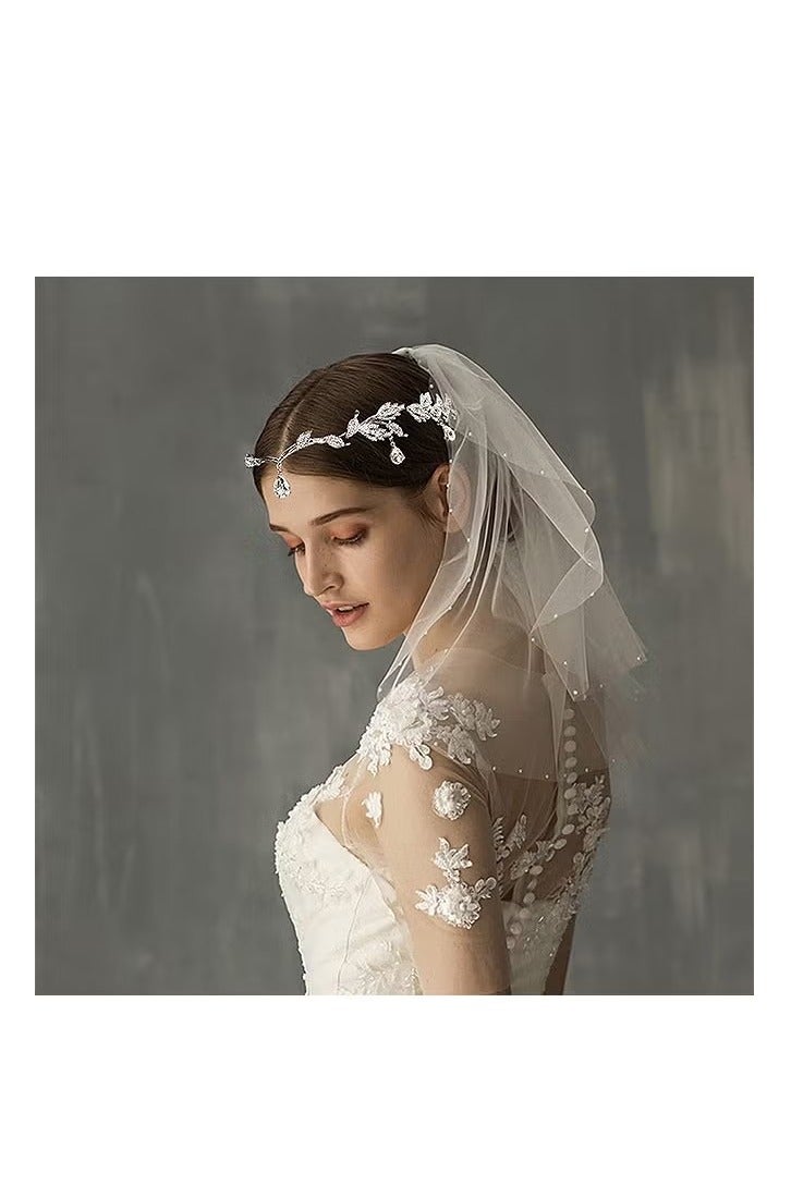 عصابات رأس فضية مرصعة بأحجار الراين لحفلات الزفاف، تيجان كريستالية معلقة، إكسسوارات شعر للعروس ووصيفة العروس وأعياد الميلاد وإكسسوارات تنكرية للنساء - Image 4