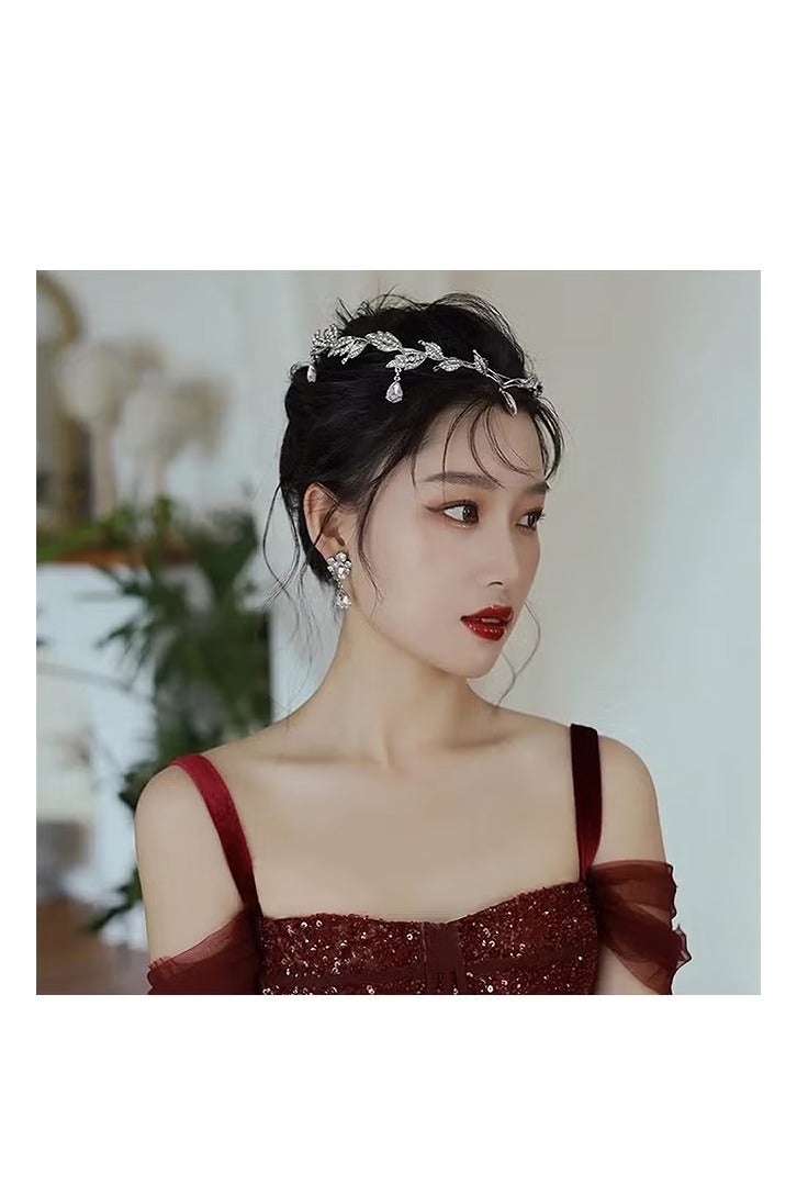 عصابات رأس فضية مرصعة بأحجار الراين لحفلات الزفاف، تيجان كريستالية معلقة، إكسسوارات شعر للعروس ووصيفة العروس وأعياد الميلاد وإكسسوارات تنكرية للنساء - Image 5