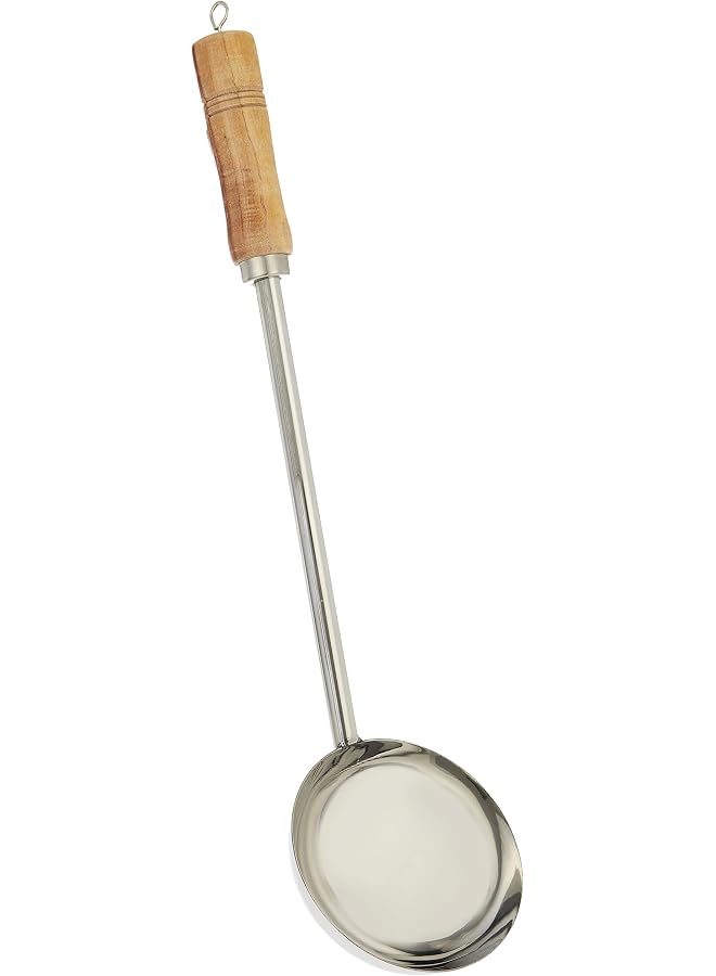 S-TOP STEEL WOODEN HANDLE LADDLE , 56.5 cm, RUL007, Curry Server , Soup Server , Milk Laddle , Serving Spoon - Image 1