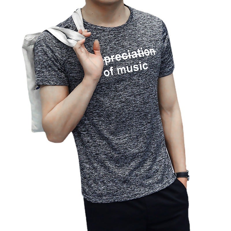 2022 Printed Telecontrove Fashionable Moisture Absorption Quick-Drying Korean Style Slim-Fit Short-Sleeved Round Neck Men'S T-Shirt
