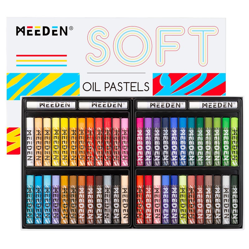 MEEDEN Soft Oil Pastels Set: 48 Colors with Extra 4 White Oil Pastels for Artists Beginners Adults Teachers - Vibrant Oil Pastel Crayons for Art Painting & Drawing, Blending, Layering, Shading - Image 1