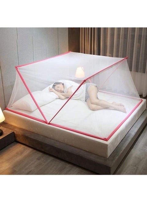 Foldable Portable Mosquito Net Fabric Pink/White 1.9x0.8x0.8meter