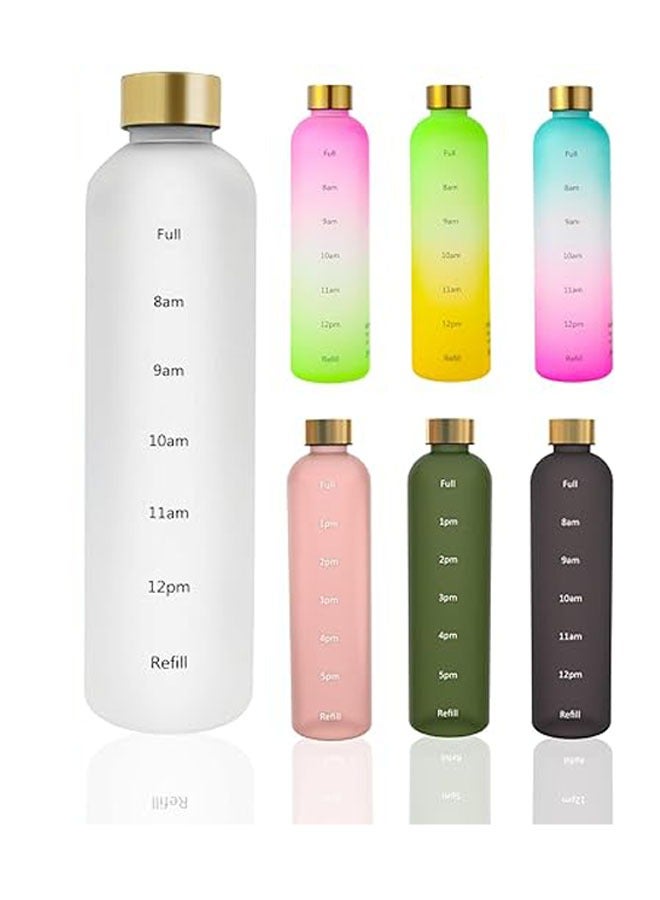 32oz Water Bottle with Times to Drink, Lightweight Motivational Water Bottle with Time Marker, BPA Free Reusable Water Bottle with Hydrating Reminder for Gym, Fitness, Workout, Travel (White)