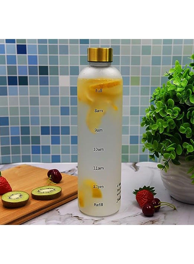 32oz Water Bottle with Times to Drink, Lightweight Motivational Water Bottle with Time Marker, BPA Free Reusable Water Bottle with Hydrating Reminder for Gym, Fitness, Workout, Travel (White)