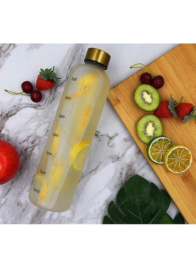 32oz Water Bottle with Times to Drink, Lightweight Motivational Water Bottle with Time Marker, BPA Free Reusable Water Bottle with Hydrating Reminder for Gym, Fitness, Workout, Travel (White)