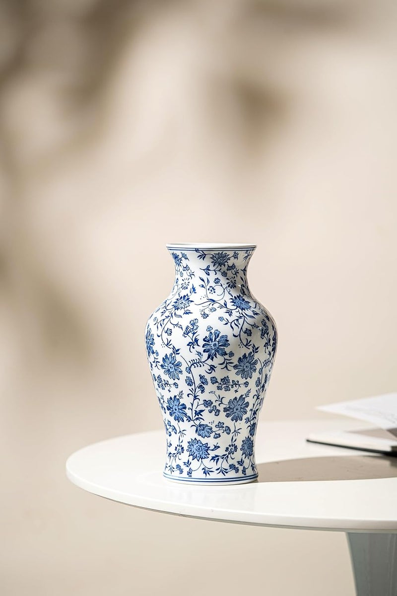 GaLouRo Blue and White Porcelain Décor, Blue and White Vase, Blue Vase, Chinoiserie Vase, Blue and White Ginger Jar Vase for Home Decor,Flower Vase,11" H - Image 4