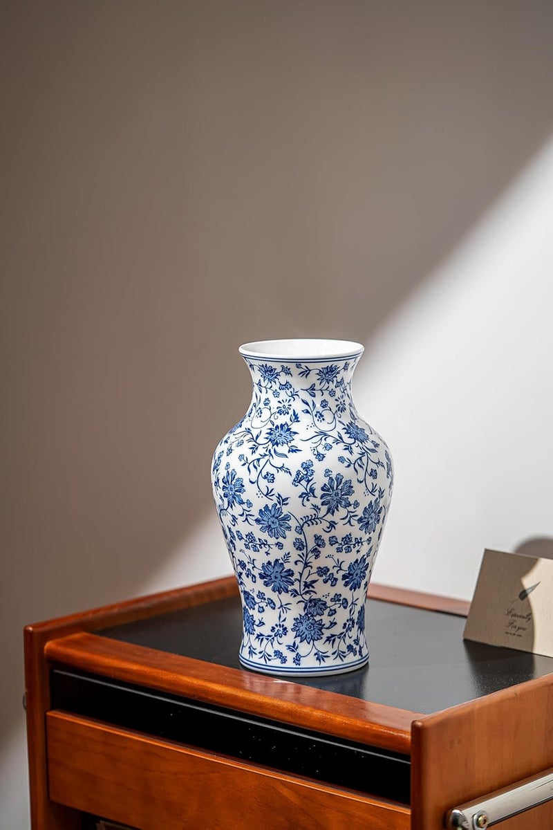 GaLouRo Blue and White Porcelain Décor, Blue and White Vase, Blue Vase, Chinoiserie Vase, Blue and White Ginger Jar Vase for Home Decor,Flower Vase,11" H - Image 5