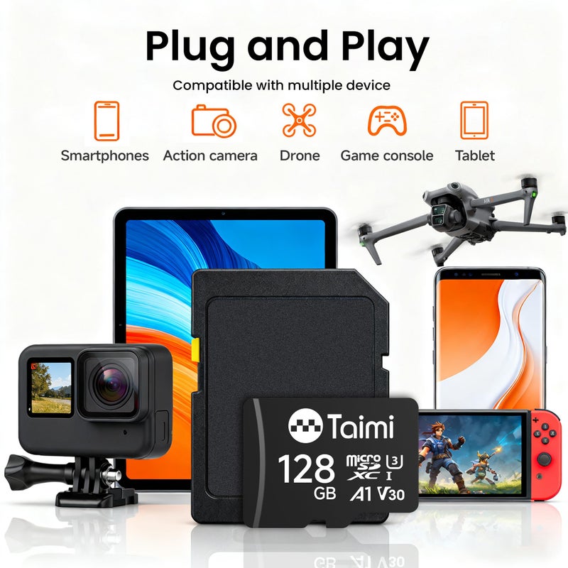 TAIMI Micro SD Card,Tf Card,A1,U3,V30,UHS-I,Microsd Memory Card,Read Speed Up to 90MB/s (32GB) - Image 3