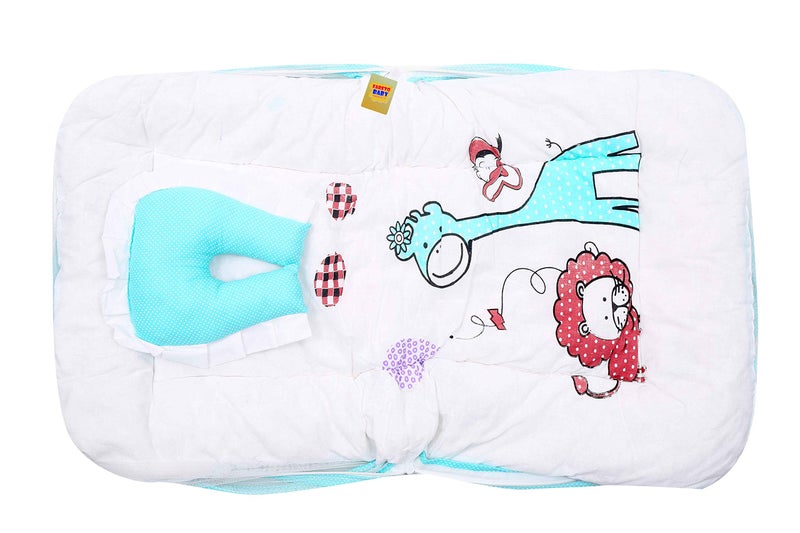 Fareto Baby Folding Digital Print Mattress with Mosquito Net(0-6 Months)(Size: L-32Inchs, B-19Inchs) (Pista Green) - Image 3
