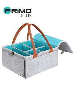 PRIMO PLUS Baby Diaper Caddy Bag With Zipper Lid And Leather Handle  - Image 1
