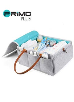 PRIMO PLUS Baby Diaper Caddy Bag With Zipper Lid And Leather Handle  - Image 4
