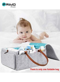 PRIMO PLUS Baby Diaper Caddy Bag With Zipper Lid And Leather Handle  - Image 2