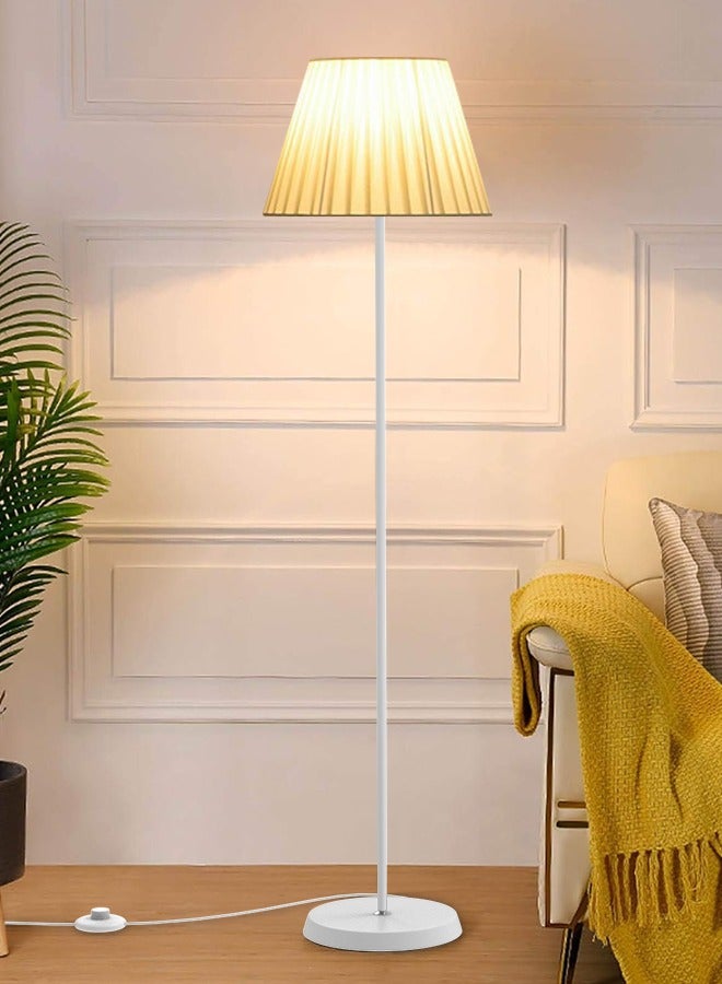 Sumkyle Floor Lamp with Fabric Lampshade, Modern Tall Floor Lamps for Living Room, Floor Standing Lamps Home Decor, Floor Lighting for for Bedroom, Study Room, Office (White) - Image 1
