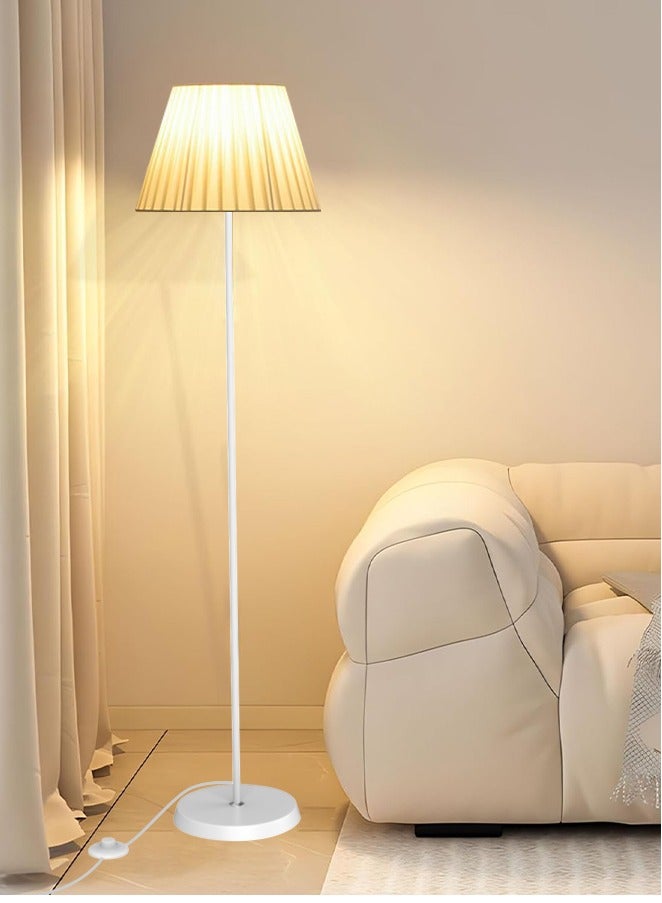 Sumkyle Floor Lamp with Fabric Lampshade, Modern Tall Floor Lamps for Living Room, Floor Standing Lamps Home Decor, Floor Lighting for for Bedroom, Study Room, Office (White) - Image 3