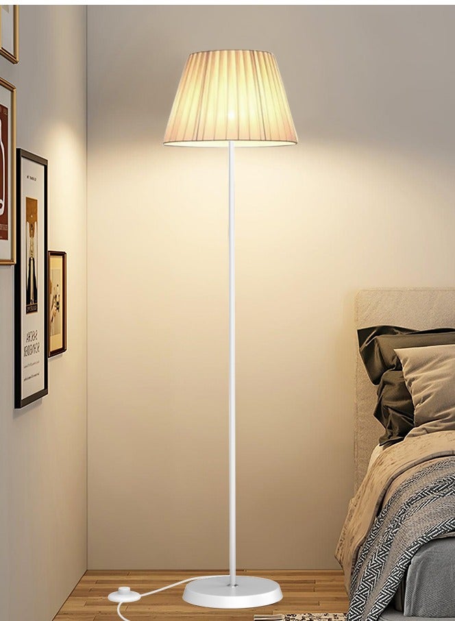 Sumkyle Floor Lamp with Fabric Lampshade, Modern Tall Floor Lamps for Living Room, Floor Standing Lamps Home Decor, Floor Lighting for for Bedroom, Study Room, Office (White) - Image 4
