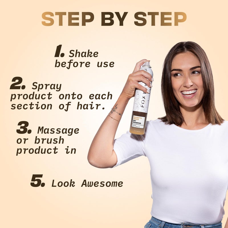FoxyBae Dry Shampoo Spray â€“ Biotin-Infused Volumizing Formula â€“ Deodorizing, Sulfate-Free Option for Dark & Brunette Hair â€“ Brunette Breeze â€“ 7 fl oz - Image 4