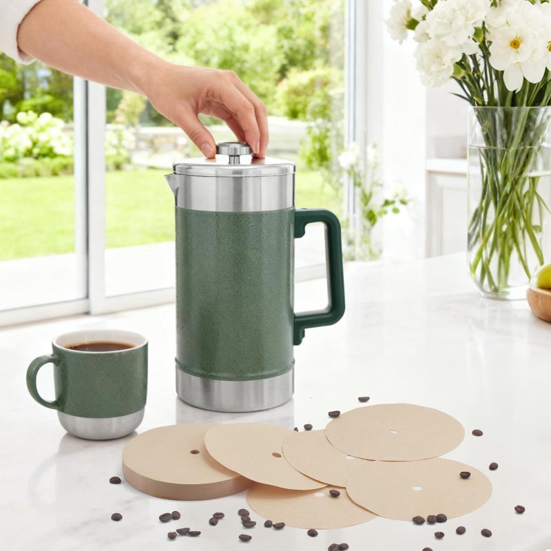 brikinte Paper Coffee Filters Compatible with Stanley French Press, 100 Pcs Disposable Perforated Brown Filter Paper for Stanley Coffee Maker 48 oz - Image 5