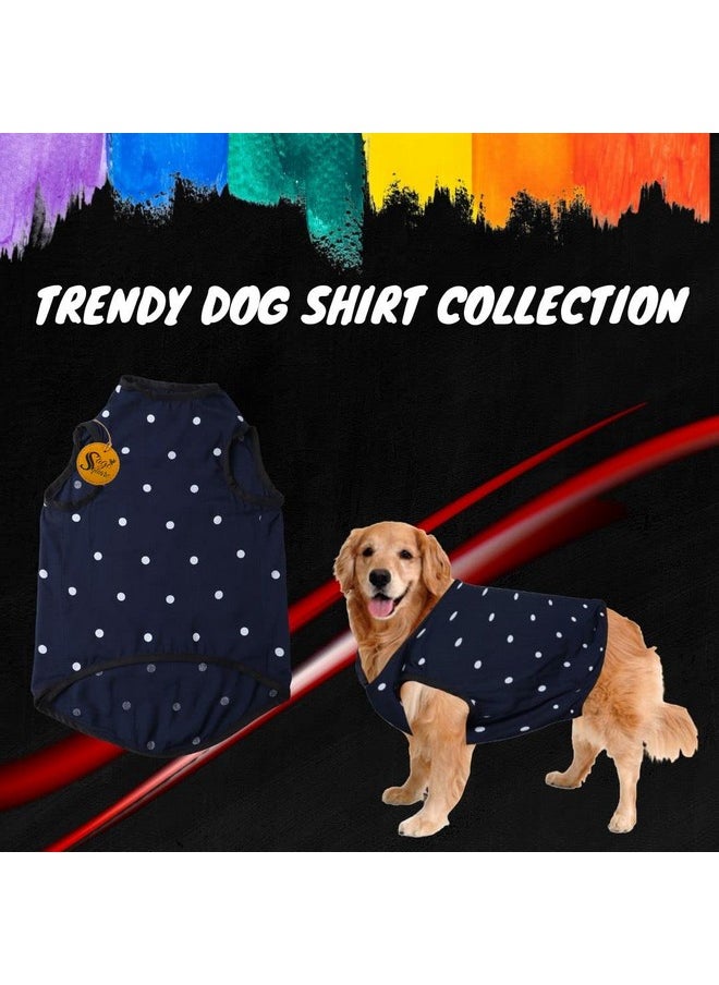 Sage Square Funky Soft Material Dog T-Shirt | Cool/Funky Print Pet | Soft Light Weight | Comfortable & Breathable Dog Clothing | Trendy Vest Outfit (Xlarge - 24 Inch) (Polka Blue)  - Image 2